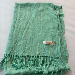 Pashmina Silk and Pashmina Aqua Blue Green Scarf Shawl Wrap